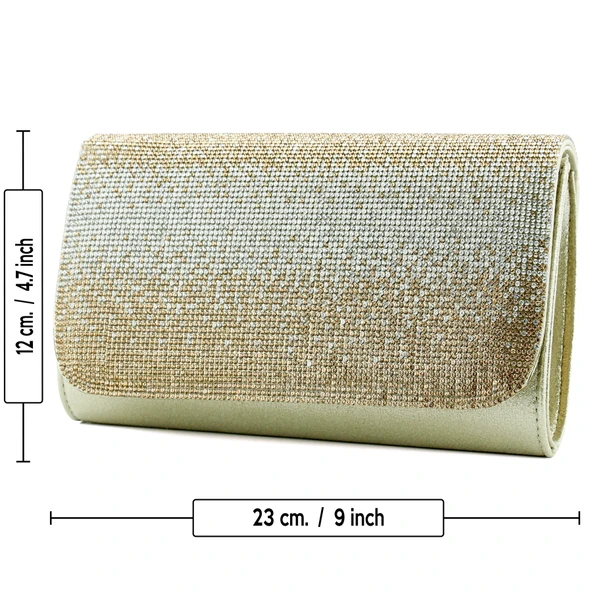 Erkan Saçmacı Dore Degrade Kristal Taşlı Zincir Askılı Manyetik Kapaklı Abiye El Çantası - 5