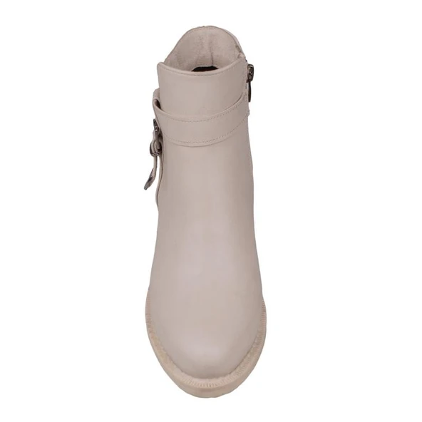Trend Adımlar Krem Suni Deri Ferro Kadın Casual Bot - Resim 6