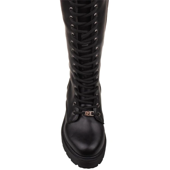 Pierre Cardin Siyah Bağcıklı Kadın Postal Çizme PC-52444 - Resim 5