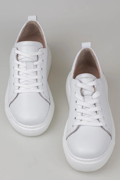 Trend Adımlar Beyaz Aura Kadın Hakiki Deri Sneaker - Resim 4