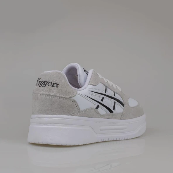 Tayger Beyaz Kalın Taban Unisex Nubuk Deri Sneaker - Resim 3