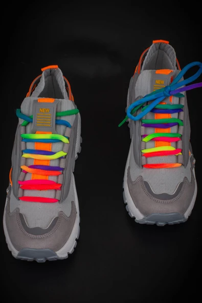 Trend Adımlar Gri Kadın Renkli Lastik Boğazlı Hafif Dolgu Sneaker - Resim 5