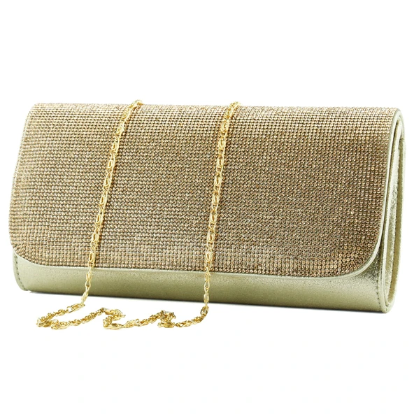 Erkan Saçmacı Dore Kristal Taşlı Zincir Askılı Manyetik Kapaklı Abiye El Çantası - 2