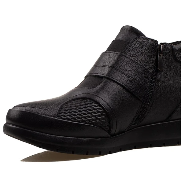 Trend Adımlar Siyah Lastikli Kadın Comfort Casual Bot - 4