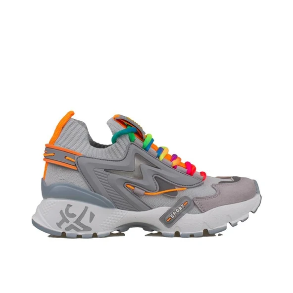 Trend Adımlar Gri Kadın Renkli Lastik Boğazlı Hafif Dolgu Sneaker ürün görseli
