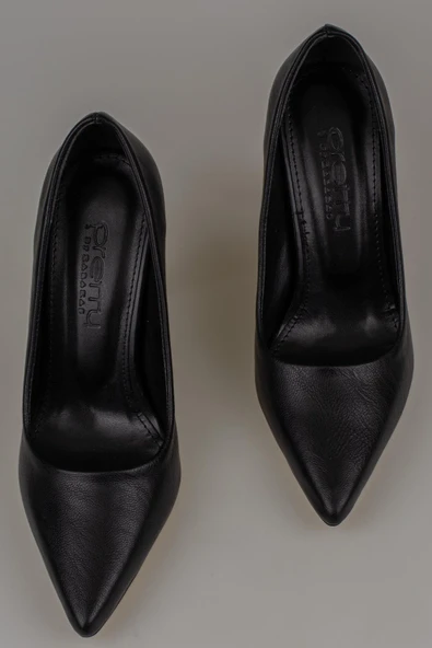 Trend Adımlar Siyah Kadın Düz Deri Stiletto - Resim 5