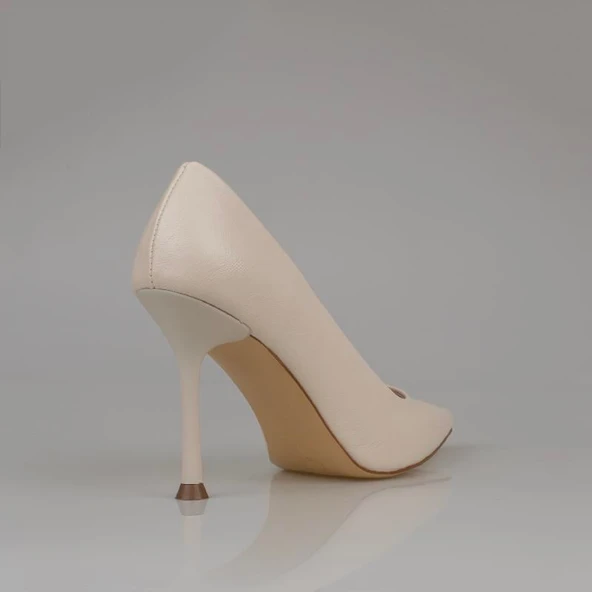 Trend Adımlar Krem Kadın Düz Deri Stiletto - Resim 4