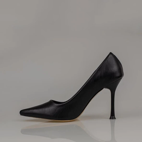 Trend Adımlar Siyah Kadın Düz Deri Stiletto - Resim 3