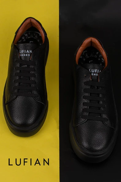 Lufian Siyah Mat Tommy Erkek Deri Sneaker - Resim 5