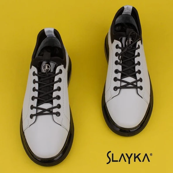 Slayka Beyaz Flex Hakiki Deri Erkek Casual Ayakkabı - 5