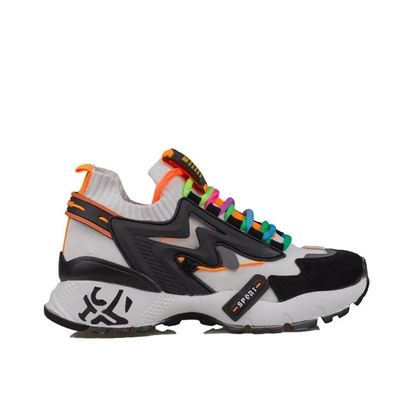 Trend Adımlar Beyaz Kadın Renkli Lastik Boğazlı Hafif Dolgu Sneaker ürün görseli