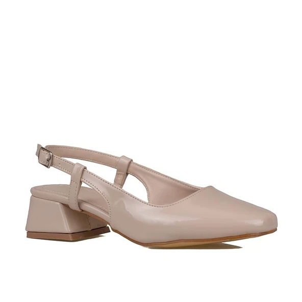 Trend Adımlar Krem Rugan Kadın Arkası Açık Klasik Ayakkabı - Resim 2