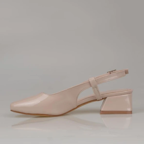 Trend Adımlar Krem Rugan Kadın Arkası Açık Klasik Ayakkabı - Resim 3