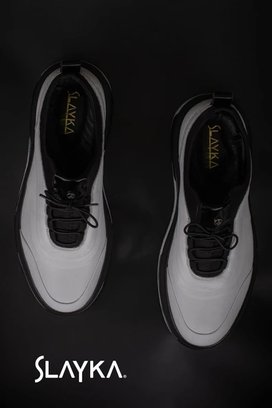 Slayka Beyaz Lastik Boğazlı Köpük Taban Erkek Günlük Ayakkabı - Resim 5