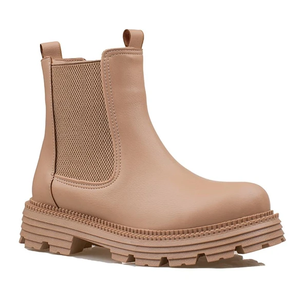 Trend Adımlar Sütlü Kahve Kalın Taban Kadın Chelsea Bot - Resim 2