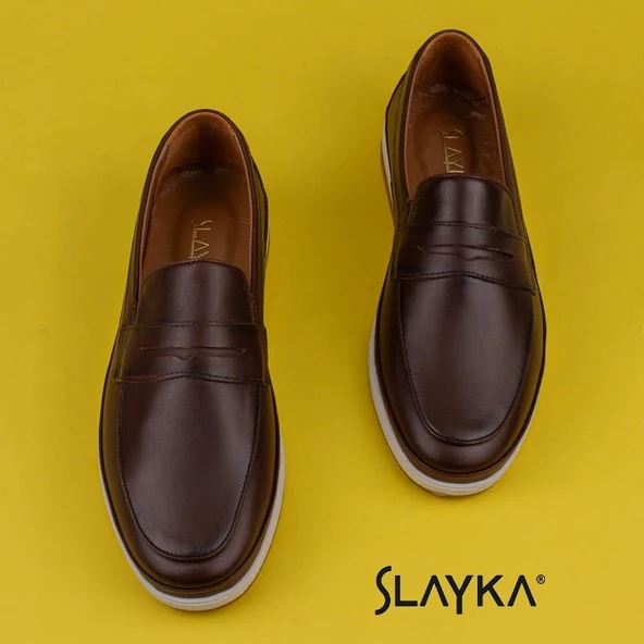 Slayka Kahverengi Elite Hakiki Deri Erkek Casual Ayakkabı - Resim 5