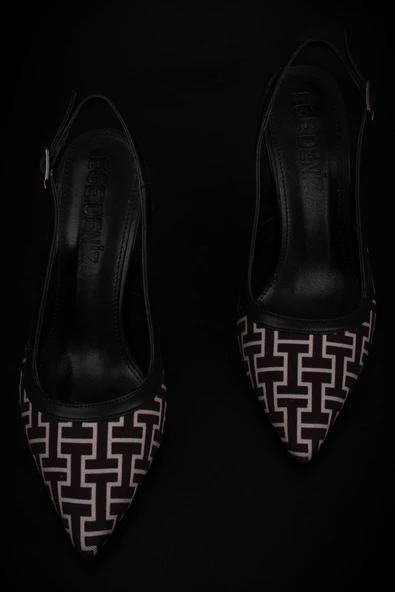 Trend Adımlar Siyah Kadın Keten Arkası Açık Kemerli Klasik Ayakkabı - Resim 6