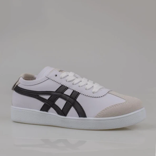 Tayger Beyaz-Siyah Hakiki Deri Unisex Sneaker - Resim 2