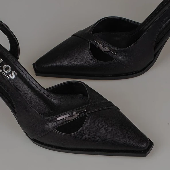 Trend Adımlar Siyah Suni Deri Kadın Düz Klasik Ayakkabı - Resim 5