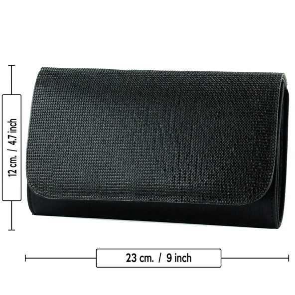 Erkan Saçmacı Siyah Kristal Taşlı Zincir Askılı Manyetik Kapaklı Abiye El Çantası - 5