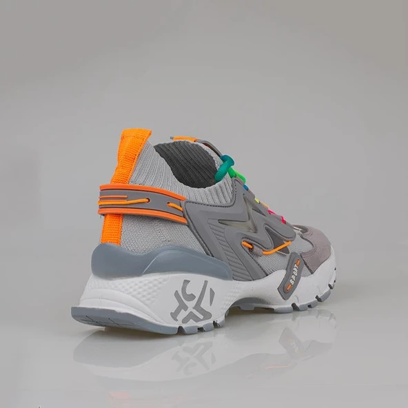 Trend Adımlar Gri Kadın Renkli Lastik Boğazlı Hafif Dolgu Sneaker - Resim 4