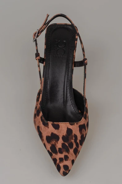 Trend Adımlar Taba Arkası Açık Leopar Desenli Kadın Klasik Ayakkabı - Resim 5