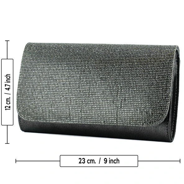 Erkan Saçmacı Antrasit Kristal Taşlı Zincir Askılı Manyetik Kapaklı Abiye El Çantası - 5