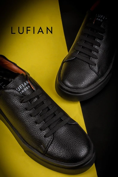 Lufian Siyah Mat Tommy Erkek Deri Sneaker - Resim 7