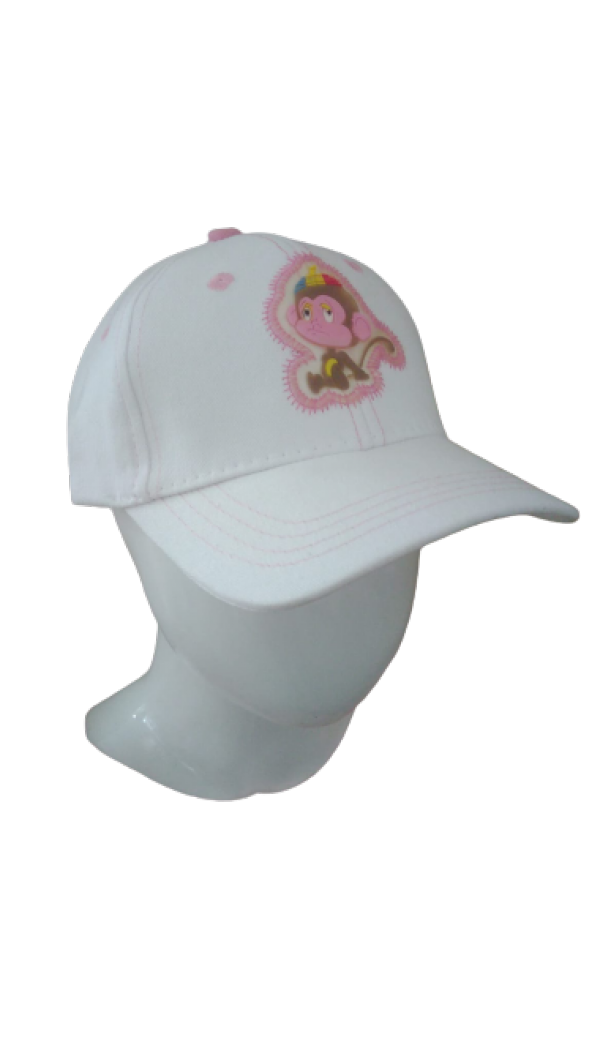 Pinkalsoblue Beyaz Pembe Dikişli Anime Karakterli  Kız Çocuk Şapka