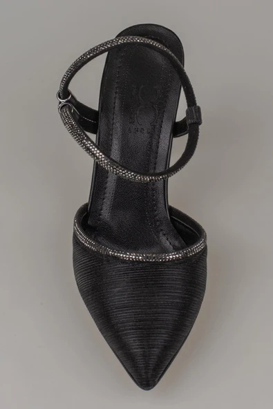 Trend Adımlar Siyah Bilekten Tutmalı Londor Saten Klasik Ayakkabı - Resim 5