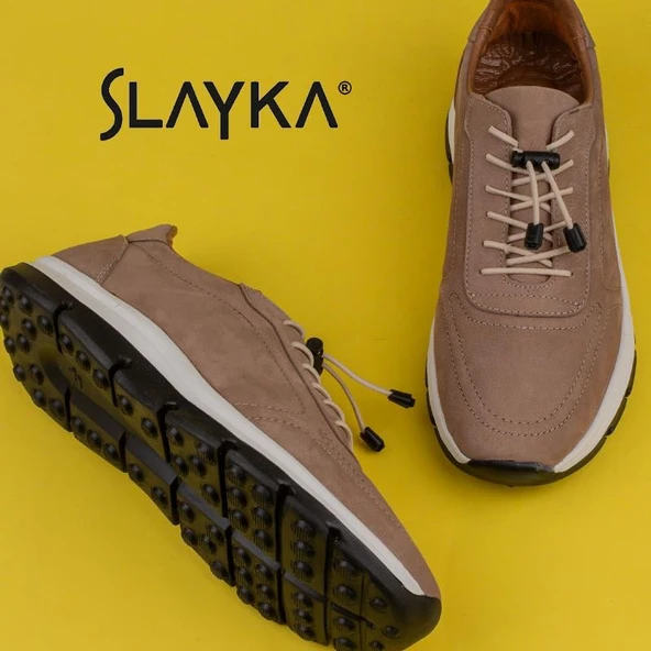 Slayka Bej AeroFlex Hakiki Deri Erkek Casual Ayakkabı - Resim 6