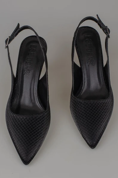 Trend Adımlar Siyah Arkası Açık Kadın Düz Çizgili Klasik Ayakkabı - Resim 6