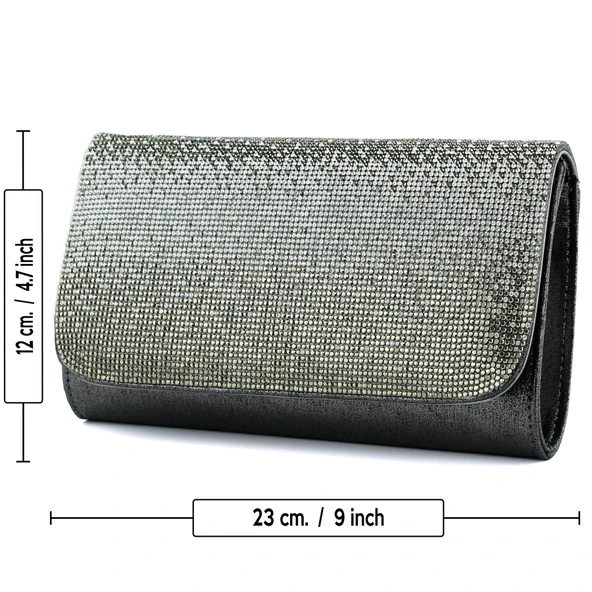 Erkan Saçmacı Antrasit Degrade Kristal Taşlı Zincir Askılı Manyetik Kapaklı Abiye El Çantası - 5