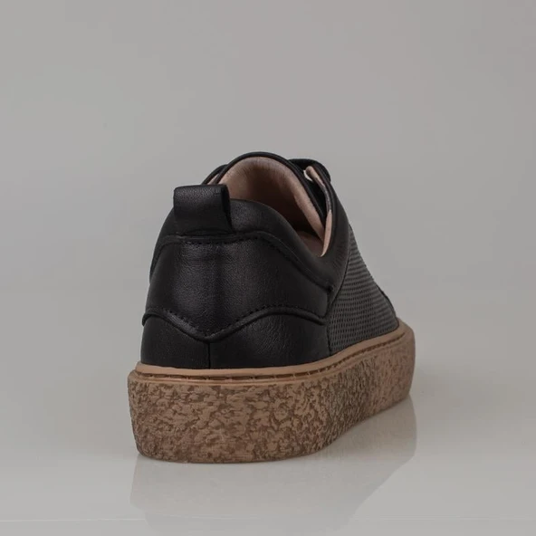 Trend Adımlar Siyah Opi Hakiki Deri Kadın Sneaker - Resim 4