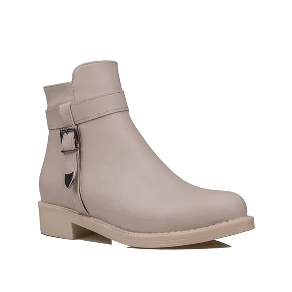 Trend Adımlar Krem Suni Deri Ferro Kadın Casual Bot - Resim 2