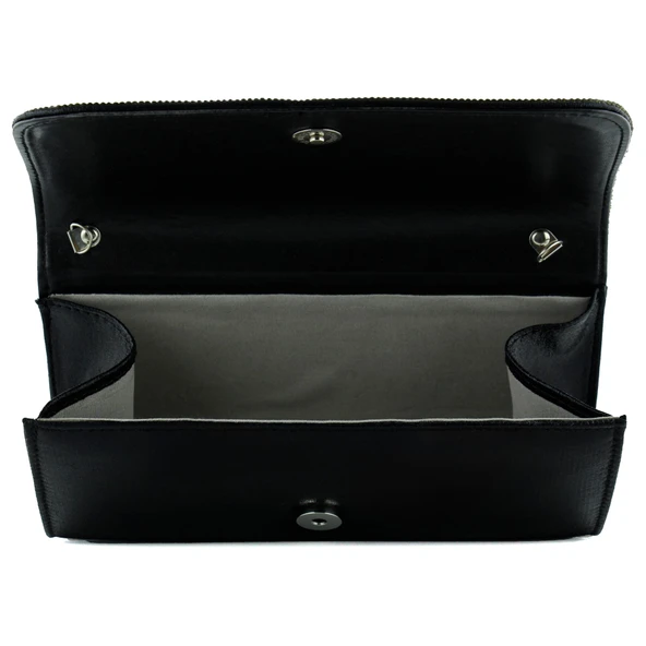 Erkan Saçmacı Siyah Kristal Taşlı Zincir Askılı Manyetik Kapaklı Abiye El Çantası - 4