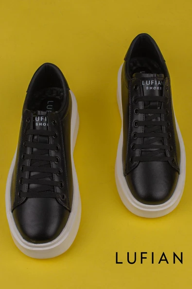 Lufian Siyah Gage Erkek Deri Sneaker Ayakkabı - Resim 4