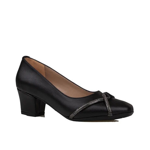 Trend Adımlar Siyah Taş Sarmalı Kadın Klasik Ayakkabı ürün görseli