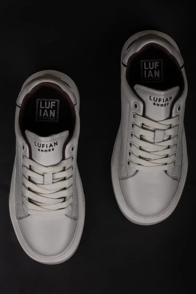 Lufian Beyaz Amy Hakiki Deri Kadın Sneaker - Resim 6