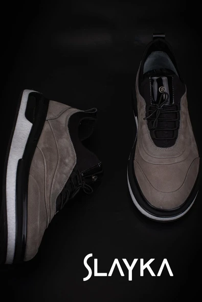 Slayka Gri Lastik Boğazlı Köpük Taban Erkek Günlük Ayakkabı - Resim 6