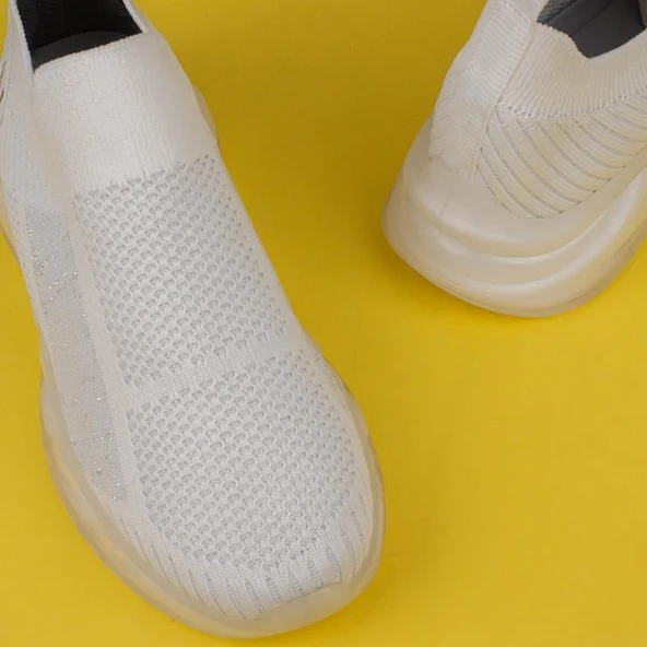 M2S Beyaz Marla Kadın Lastikli Ortopedik Sneaker - Resim 7