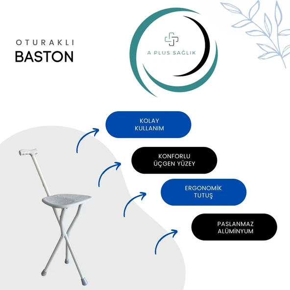 Oturaklı Baston Katlanır Oturaklı Baston Yüksek Kalite İthal Baston - 2