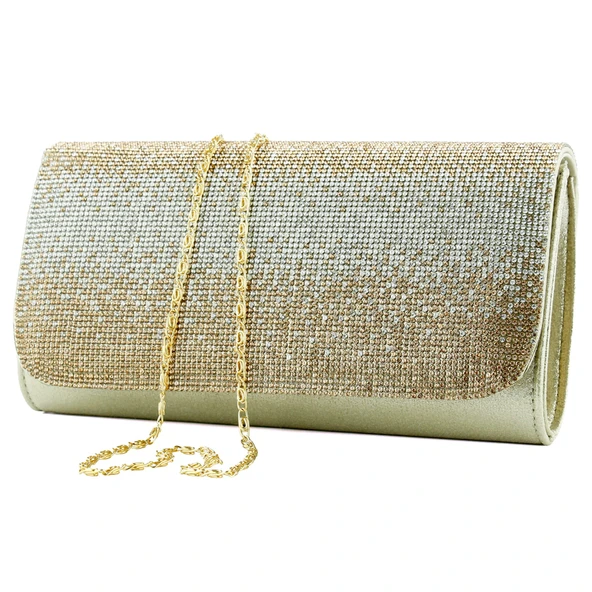 Erkan Saçmacı Dore Degrade Kristal Taşlı Zincir Askılı Manyetik Kapaklı Abiye El Çantası - 2