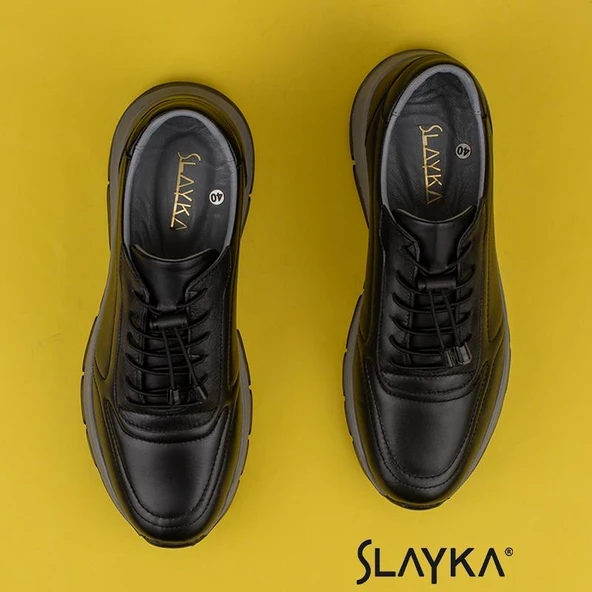 Slayka Siyah AeroFlex Hakiki Deri Erkek Casual Ayakkabı - 4
