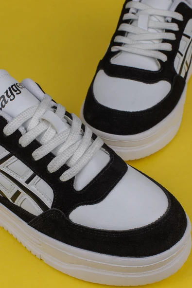 Tayger Siyah Kalın Taban Unisex Nubuk Deri Sneaker - Resim 6