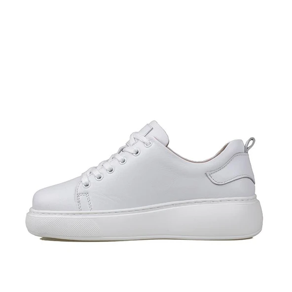 Trend Adımlar Beyaz Aura Kadın Hakiki Deri Sneaker - Resim 3