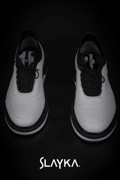 Slayka Beyaz Lastik Boğazlı Köpük Taban Erkek Günlük Ayakkabı - Resim 6