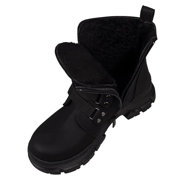 Trend Adımlar Siyah Martina Kadın Yünlü Kauçuk Bot - Resim 7