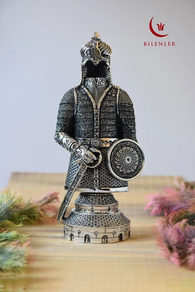 Fetih Zırh Ayetel Kürsi Biblo 11x21 Cm (KÜÇÜK BOY) – Gümüş Renk Metal Dekoratif Aksesuar - 1