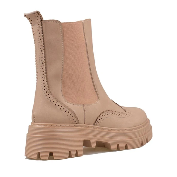 Trend Adımlar Krem Bloom Kalın Taban Kadın Casual Bot - Resim 4